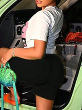 Women'S Sculpture Alphabet Print Short Sleeve T-Shirt And Shorts Set